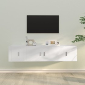 3-piece white plywood TV furniture set by vidaXL, TV Furniture - Ref: Foro24-3188414, Price: 113,92 €, Discount: %