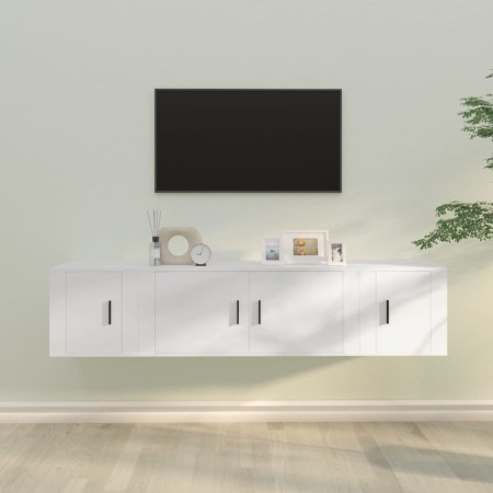 Set de muebles de TV 3 piezas madera contrachapada blanco de vidaXL, Muebles TV - Ref: Foro24-3188414, Precio: 113,79 €, Desc...