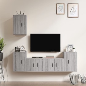 TV furniture set 5 pieces Sonoma gray plywood by vidaXL, TV Furniture - Ref: Foro24-3188572, Price: 193,08 €, Discount: %