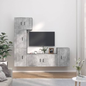 TV furniture set 5 pieces concrete gray plywood by vidaXL, TV Furniture - Ref: Foro24-3188634, Price: 201,02 €, Discount: %