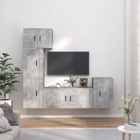 Set de muebles de TV 5 pzas madera contrachapada gris hormigón de vidaXL, Muebles TV - Ref: Foro24-3188634, Precio: 201,99 €,...