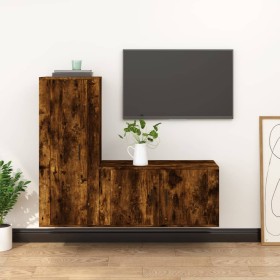 TV furniture set 2 pieces smoked oak plywood by vidaXL, TV Furniture - Ref: Foro24-3188731, Price: 103,99 €, Discount: %