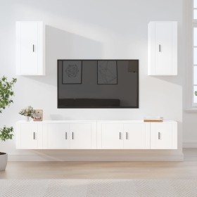 TV furniture set 6 pieces white plywood by vidaXL, TV Furniture - Ref: Foro24-3188686, Price: 241,79 €, Discount: %