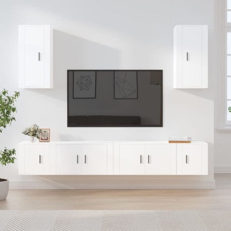 TV furniture set 6 pieces white plywood by vidaXL, TV Furniture - Ref: Foro24-3188686, Price: 240,99 €, Discount: %