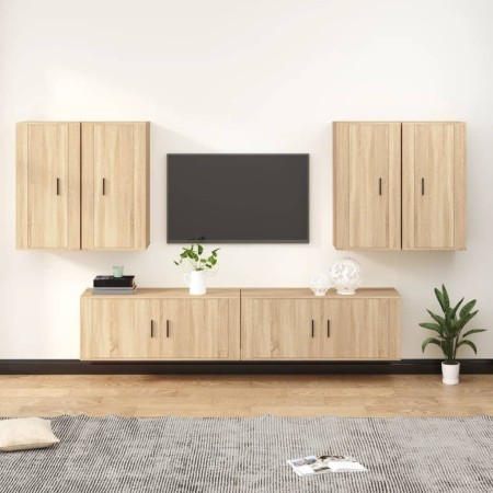 TV furniture set 6 pieces sonoma oak plywood by vidaXL, TV Furniture - Ref: Foro24-3188713, Price: 357,28 €, Discount: %