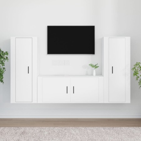 Set de muebles de TV 3 piezas madera contrachapada blanco de vidaXL, Muebles TV - Ref: Foro24-3188758, Precio: 170,31 €, Desc...