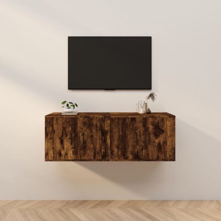 Wand-TV-Möbel 2 Stück Räuchereiche 57x34,5x40 cm von vidaXL, TV-Möbel - Ref: Foro24-3188339, Preis: 71,99 €, Rabatt: %