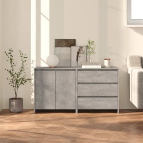 Zweiteiliges Sideboard aus betongrauem Holzwerkstoff von vidaXL, Sideboards - Ref: Foro24-3098060, Preis: 136,88 €, Rabatt: %