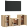 TV furniture set, 3 pieces, oak veneer plywood, Sonoma oak. by vidaXL, TV Furniture - Ref: Foro24-3188385, Price: 111,56 €, D...