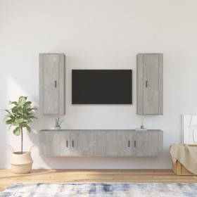 TV furniture set 4 pieces concrete gray plywood by vidaXL, TV Furniture - Ref: Foro24-3188850, Price: 250,78 €, Discount: %