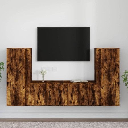 TV-Möbelset 4-teilig aus geräuchertem Eichensperrholz von vidaXL, TV-Möbel - Ref: Foro24-3188771, Preis: 178,99 €, Rabatt: %