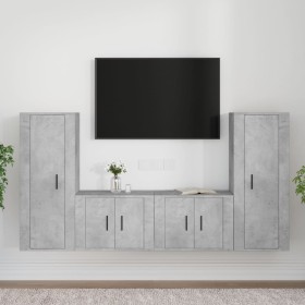 4-piece TV furniture set made of gray concrete plywood. by vidaXL, TV Furniture - Ref: Foro24-3188770, Price: 183,99 €, Disco...