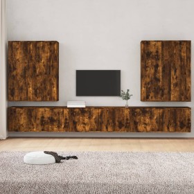 TV furniture set 7 pieces smoked oak plywood by vidaXL, TV Furniture - Ref: Foro24-3188875, Price: 425,53 €, Discount: %