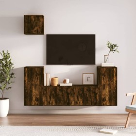 TV furniture set 5 pieces smoked oak plywood by vidaXL, TV Furniture - Ref: Foro24-3188587, Price: 184,99 €, Discount: %