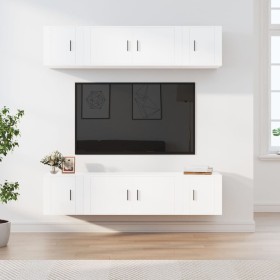 TV furniture set, 6 pieces, white plywood by vidaXL, TV Furniture - Ref: Foro24-3188654, Price: 209,99 €, Discount: %