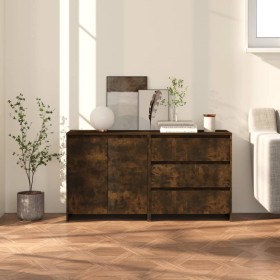 2-piece smoked oak manufactured wood sideboard by vidaXL, Sideboards - Ref: Foro24-3098062, Price: 143,23 €, Discount: %