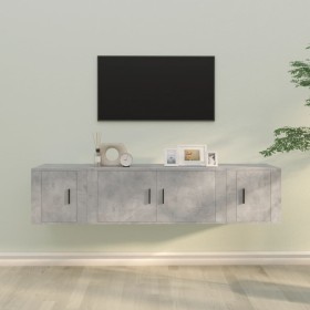 TV-Möbelset 3-teilig betongraues Sperrholz von vidaXL, TV-Möbel - Ref: Foro24-3188418, Preis: 109,32 €, Rabatt: %