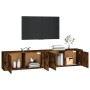 Wall TV cabinets 2 pcs smoked oak 100x34.5x40 cm by vidaXL, TV Furniture - Ref: Foro24-3188371, Price: 119,99 €, Discount: %