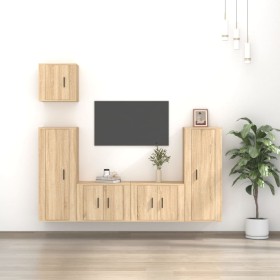 TV furniture set, 5 pieces, oak Sonoma plywood. by vidaXL, TV Furniture - Ref: Foro24-3188785, Price: 212,99 €, Discount: %