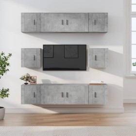 TV furniture set 8 pieces concrete gray plywood by vidaXL, TV Furniture - Ref: Foro24-3188674, Price: 269,99 €, Discount: %