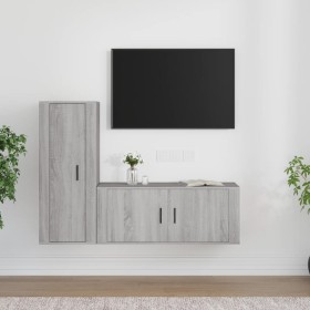 TV furniture set 2 pieces Sonoma gray plywood by vidaXL, TV Furniture - Ref: Foro24-3188740, Price: 107,04 €, Discount: %