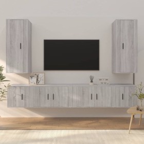 TV furniture set 6 pieces Sonoma gray plywood by vidaXL, TV Furniture - Ref: Foro24-3188844, Price: 255,06 €, Discount: %