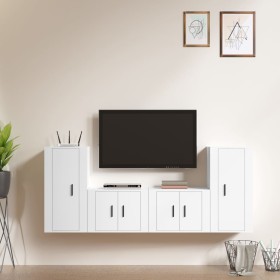 TV furniture set, 4-piece white plywood. by vidaXL, TV Furniture - Ref: Foro24-3188550, Price: 172,05 €, Discount: %