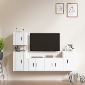 5-piece white plywood TV furniture set by vidaXL, TV Furniture - Ref: Foro24-3188558, Price: 165,90 €, Discount: %