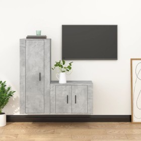 TV furniture set 2 pieces concrete gray plywood by vidaXL, TV Furniture - Ref: Foro24-3188722, Price: 96,59 €, Discount: %