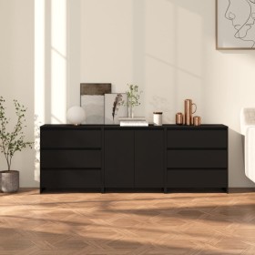 3-piece manufactured wood black sideboard by vidaXL, Sideboards - Ref: Foro24-3098066, Price: 245,23 €, Discount: %