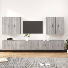 TV furniture set 8 pieces Sonoma gray plywood by vidaXL, TV Furniture - Ref: Foro24-3188708, Price: 376,33 €, Discount: %