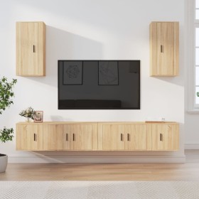 TV furniture set, 6 pieces, oak plywood, Sonoma oak. by vidaXL, TV Furniture - Ref: Foro24-3188689, Price: 251,99 €, Discount: %