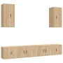 TV furniture set, 6 pieces, oak plywood, Sonoma oak. by vidaXL, TV Furniture - Ref: Foro24-3188689, Price: 256,30 €, Discount: %