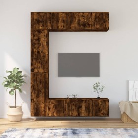 TV furniture set 7 pieces smoked oak plywood by vidaXL, TV Furniture - Ref: Foro24-3188827, Price: 326,99 €, Discount: %