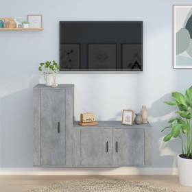 2-piece TV furniture set, gray concrete plywood by vidaXL, TV Furniture - Ref: Foro24-3188474, Price: 91,72 €, Discount: %