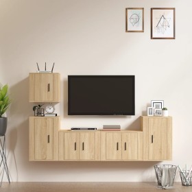 TV furniture set 5 pieces Sonoma oak plywood by vidaXL, TV Furniture - Ref: Foro24-3188561, Price: 170,99 €, Discount: %