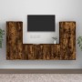 TV furniture set 3 pieces smoked oak plywood by vidaXL, TV Furniture - Ref: Foro24-3188763, Price: 169,38 €, Discount: %