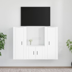 3-piece white plywood TV furniture set by vidaXL, TV Furniture - Ref: Foro24-3188742, Price: 149,42 €, Discount: %