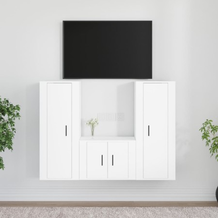 3-teiliges TV-Möbelset aus weißem Sperrholz von vidaXL, TV-Möbel - Ref: Foro24-3188742, Preis: 149,17 €, Rabatt: %