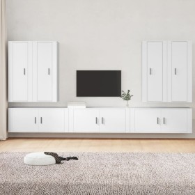 7-piece white plywood TV furniture set by vidaXL, TV Furniture - Ref: Foro24-3188870, Price: 431,78 €, Discount: %