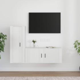 TV-Möbelset 2-teilig aus glänzend weißem Sperrholz von vidaXL, TV-Möbel - Ref: Foro24-3188736, Preis: 123,55 €, Rabatt: %