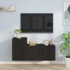 2-piece black plywood TV furniture set by vidaXL, TV Furniture - Ref: Foro24-3188463, Price: 104,89 €, Discount: %