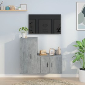 TV furniture set 2 pieces concrete gray plywood by vidaXL, TV Furniture - Ref: Foro24-3188458, Price: 83,91 €, Discount: %