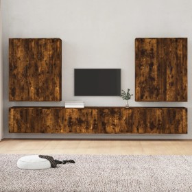 TV furniture set 8 pieces smoked oak plywood by vidaXL, TV Furniture - Ref: Foro24-3188859, Price: 402,99 €, Discount: %