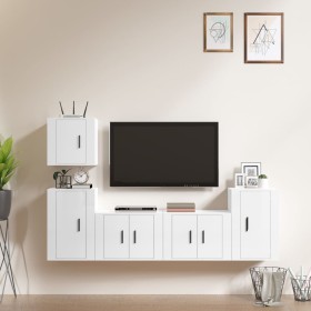 TV furniture set 5 pieces glossy white plywood by vidaXL, TV Furniture - Ref: Foro24-3188560, Price: 176,35 €, Discount: %