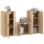 TV furniture set 3 pieces sonoma oak plywood by vidaXL, TV Furniture - Ref: Foro24-3188521, Price: 135,64 €, Discount: %