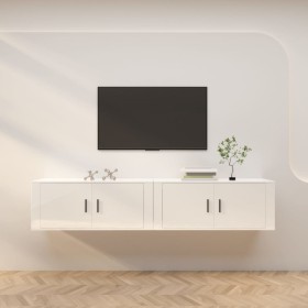 Wall TV cabinets 2 pcs glossy white 100x34.5x40 cm by vidaXL, TV Furniture - Ref: Foro24-3188368, Price: 136,09 €, Discount: %