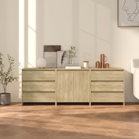 3-Piece Sonoma Oak Manufactured Wood Sideboard by vidaXL, Sideboards - Ref: Foro24-3098067, Price: 199,06 €, Discount: %