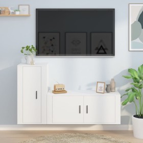 2-piece white plywood TV furniture set by vidaXL, TV Furniture - Ref: Foro24-3188486, Price: 112,69 €, Discount: %