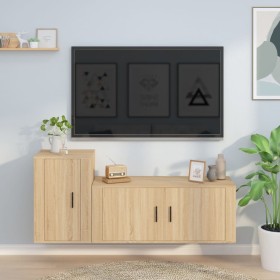 TV furniture set, 2 pieces, oak Sonoma plywood. by vidaXL, TV Furniture - Ref: Foro24-3188481, Price: 103,99 €, Discount: %